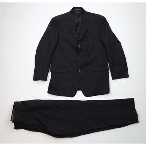 Calvin Klein Mens Size 40R 2 Piece Wool Wedding Suit Black Pants 34x30